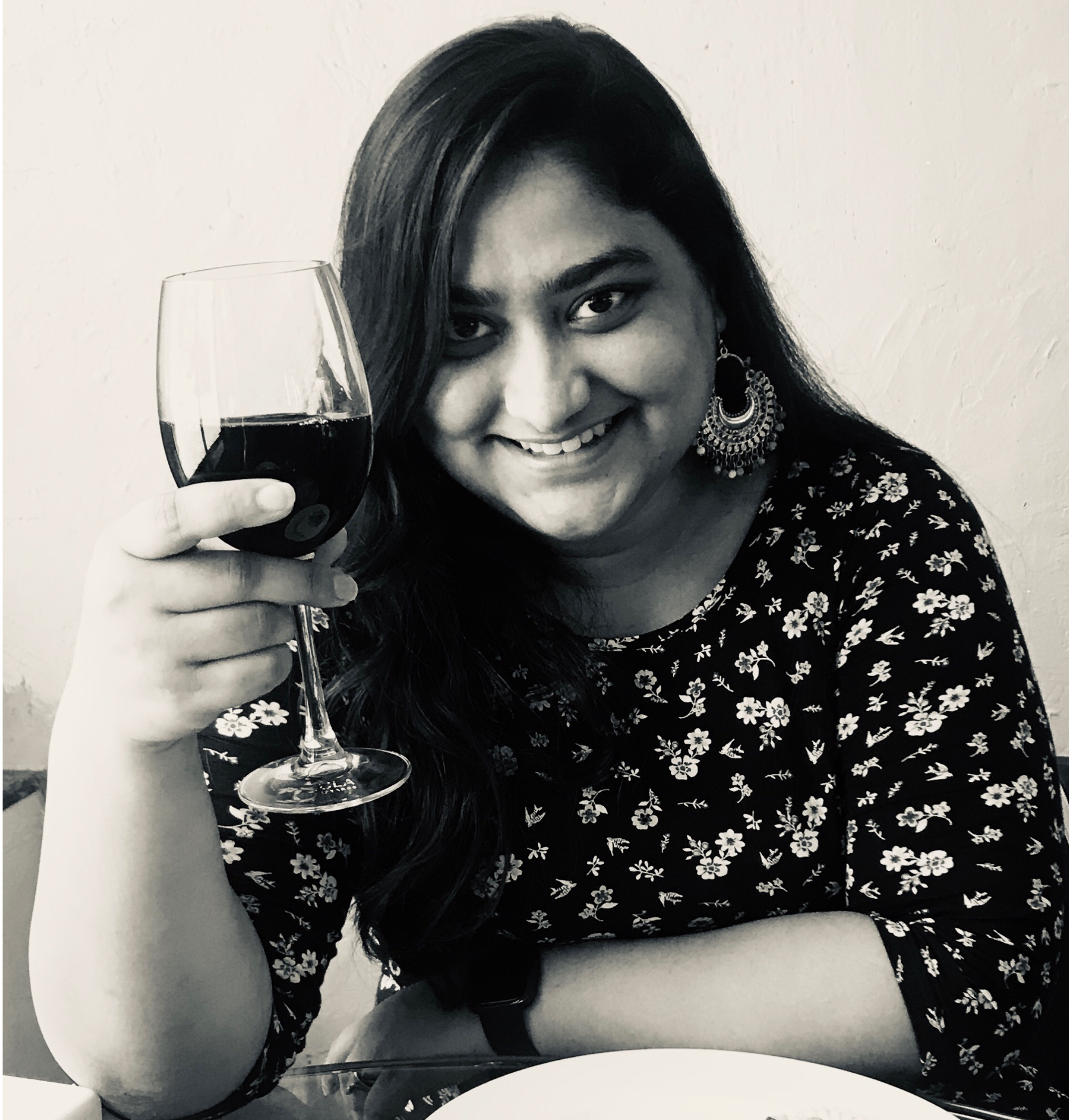 thatbhaumikgirl with a glass of wine